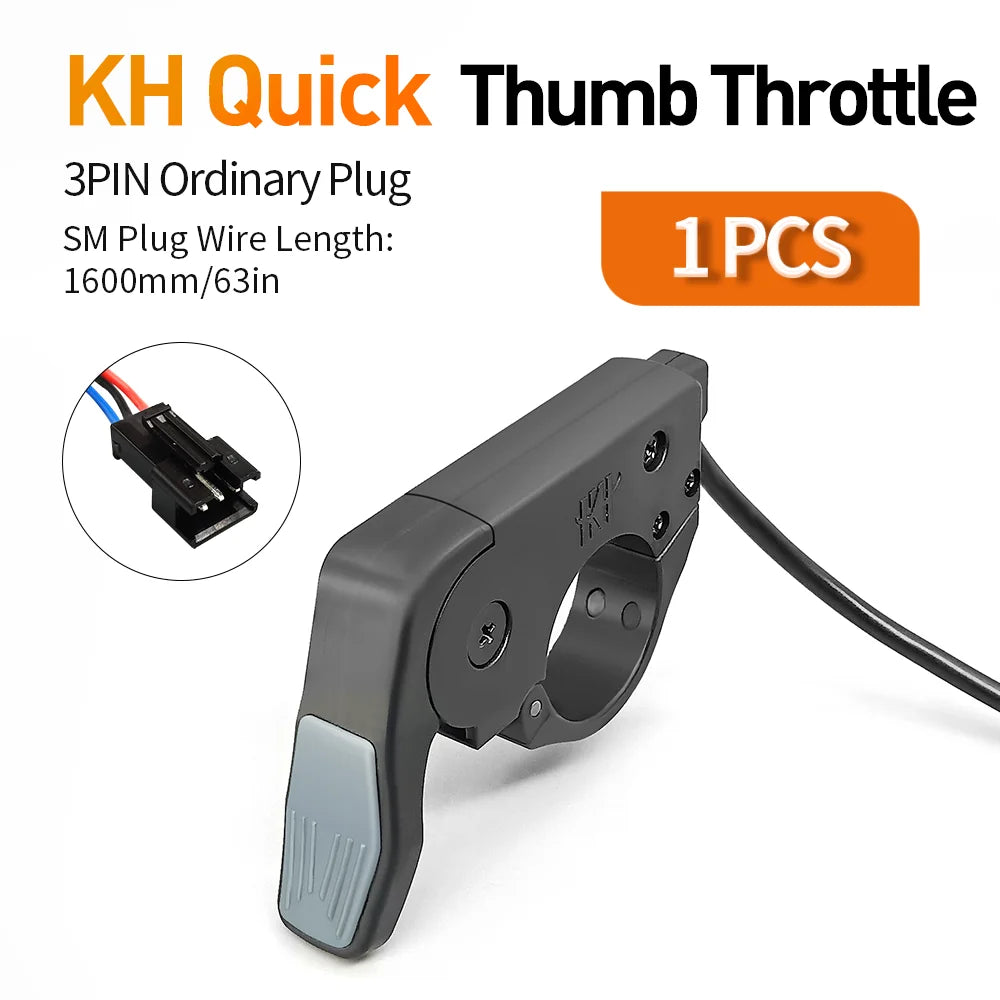E-Bike Thumb Throttle | 12V–72V Compatible | SM & Waterproof Plug